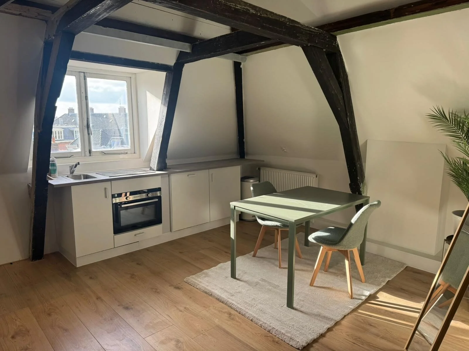 Kitchen and dining area of the Westeinde loft studio